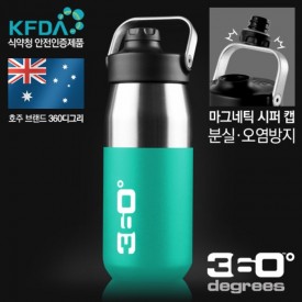 (360디그리 보온보냉병) 와이드 마우스 시퍼 캡 550ml 터콰이즈 보온병 보냉병 썸네일 이미지